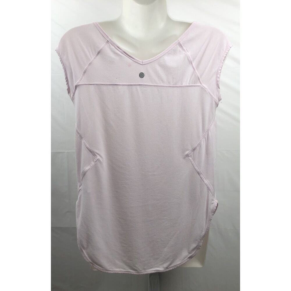 Zella Top Women XS Light Pink Cotton Stretch Cap Sleeve Round Hem Activewear Tee - Picture 4 of 11